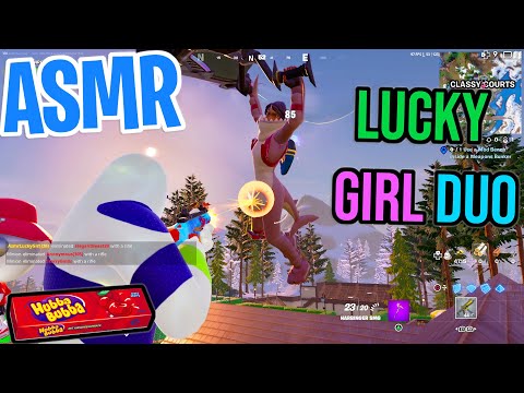 ASMR Gaming 😴 Fortnite Lucky Girl Duos! Relaxing Gum Chewing 🎮🎧 Controller Sounds + Whispering 💤