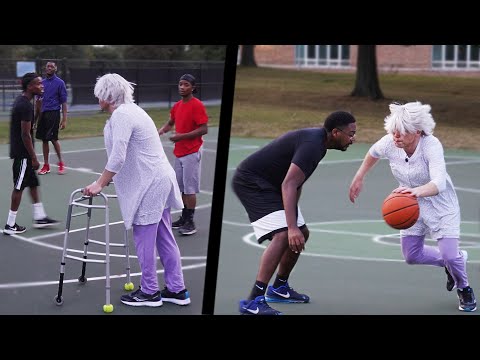 Grandma Plays Basketball At The Park!