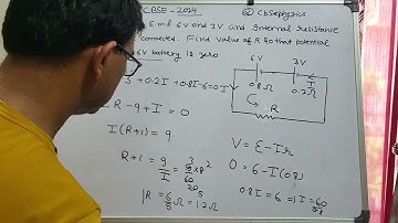 Two batteries of emfs 6 V and 3 V and internal resistances 0·8  and  0·2  respectively are connected