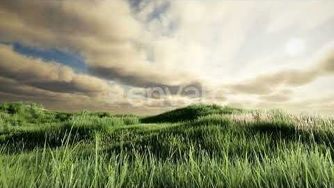 Storm Clouds Above Meadow with Green Grass | Motion Graphics - Envato elements