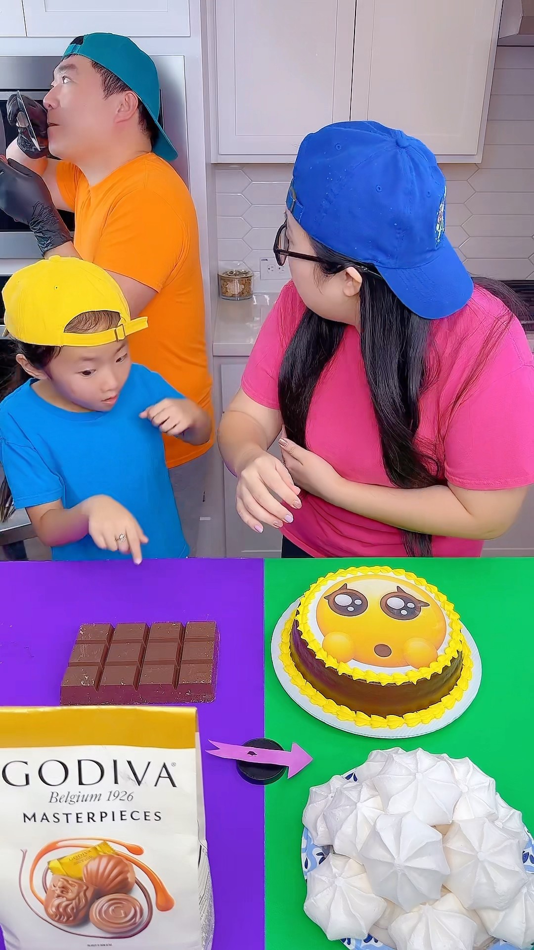 Emoji chocolate cake vs spicy sauce ice cream challenge!? #emoji #funny by Ethan Funny Family