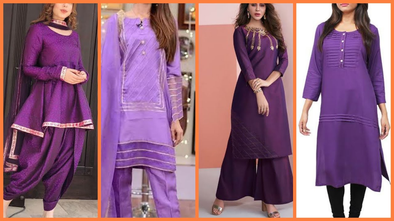 Buy anokherang Purple Smiles Straight Kurti with Pants (Set of 2) online