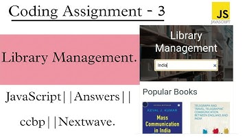 Library Management||Coding Assignment - 3||Javascript Answers||CCBP||Nextwave.