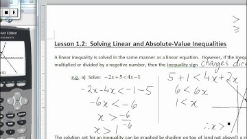 Lesson:  Solving Linear and Absolute-Value Inequalities - PART 1