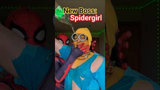 New Boss: Spidergirl 😅 Minion Cosplay #shorts #comedy #memes #despicableme #brainrot