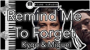 Remind Me To Forget - Kygo & Miguel - Piano Karaoke Instrumental