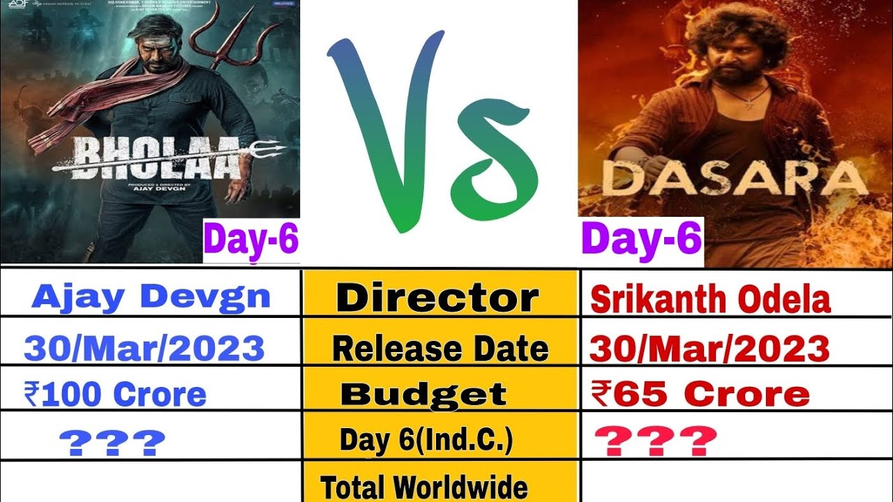 Bholaa box office collection day 6 / Dasara box office collection day 6 / Bholaa Vs Dasara