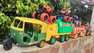 Auto rickshaw Monster Truck dump truck bus Jeep toto music toy train