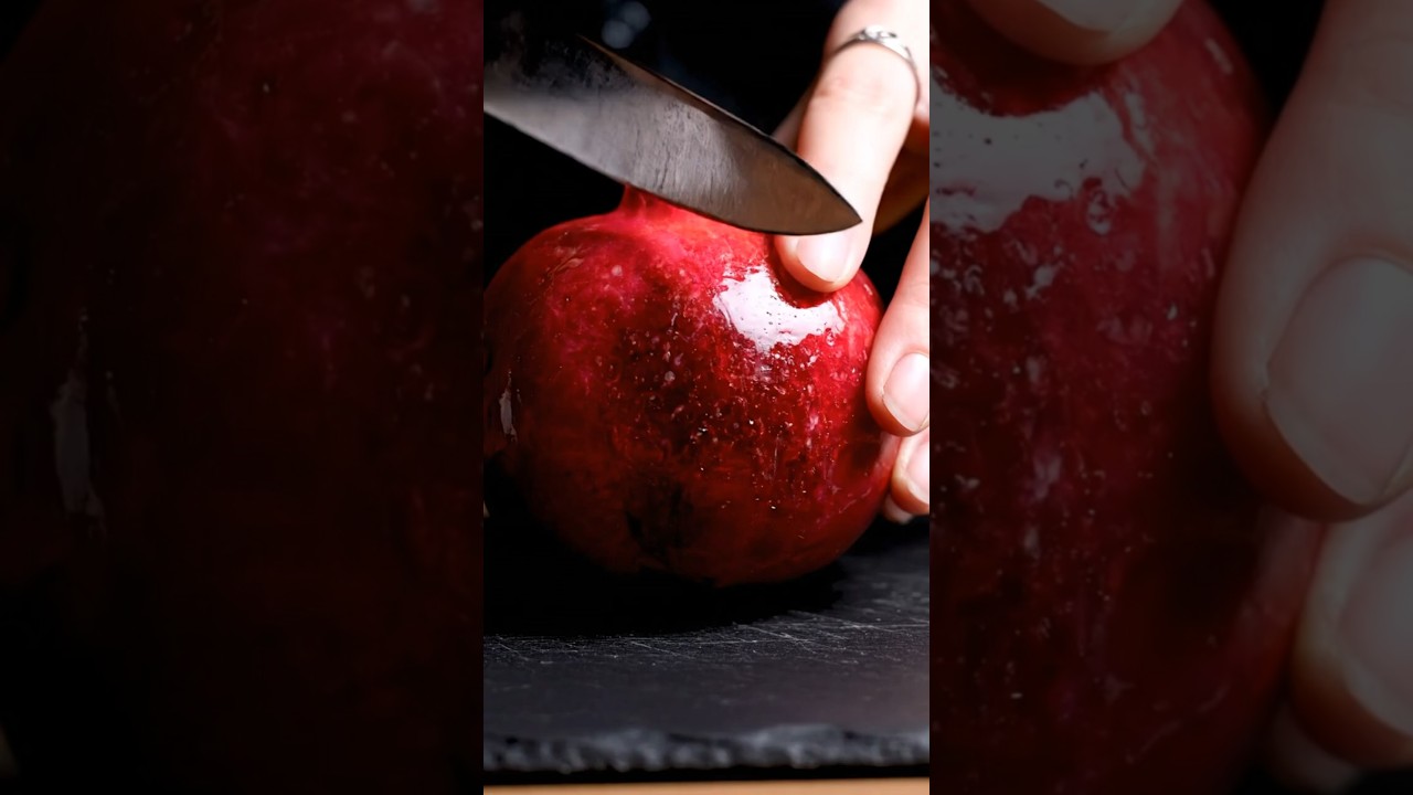 Pomegranate Cutting ASMR | Deep Ruby Glass Seeds Falling & Satisfying Sounds. 