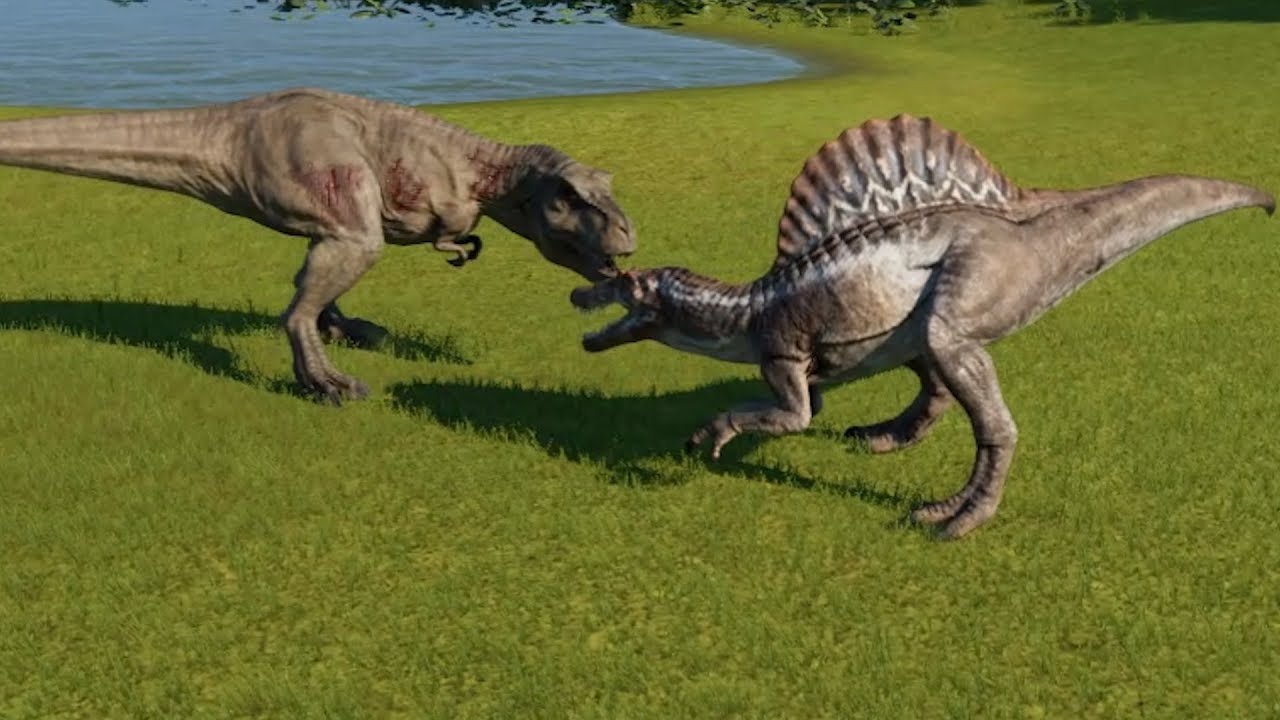 T Rex Vs Spinosaurus Jurassic World Evolution Youtube