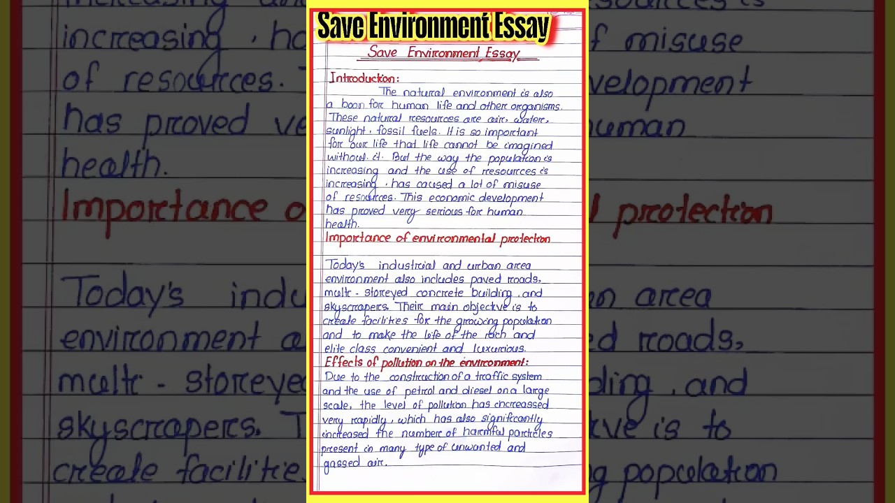 Assista a Save Environment Essay in English l Essay writing on Save Environment in English / environment day no YouTube Assista a Save Environment Essay in English l Essay writing on Save Environment in English / environment day no YouTube