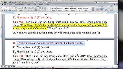 Câu hỏi trắc nghiệm luật cán bộ, công chức 2008;2019 điều 9