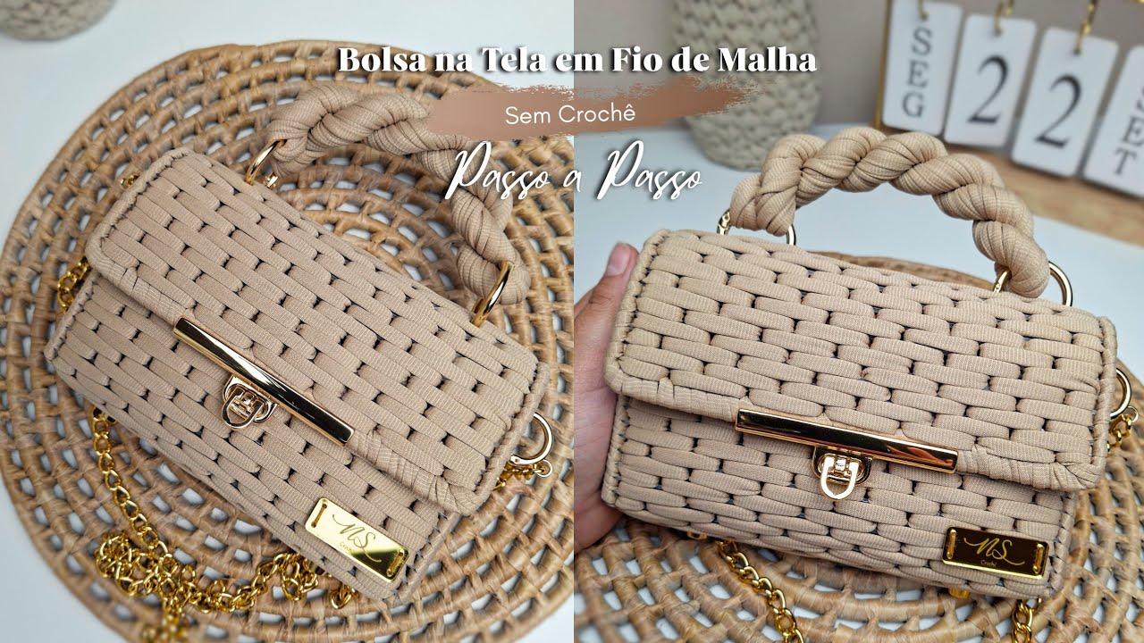 Passo a Passo - Bolsa na Tela - Sem Crochê - Fio de Malha - Nah Stein Crochê 