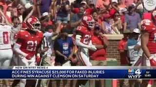 Syracuse fined for faking injuries in 34-21 upset win over Clemson