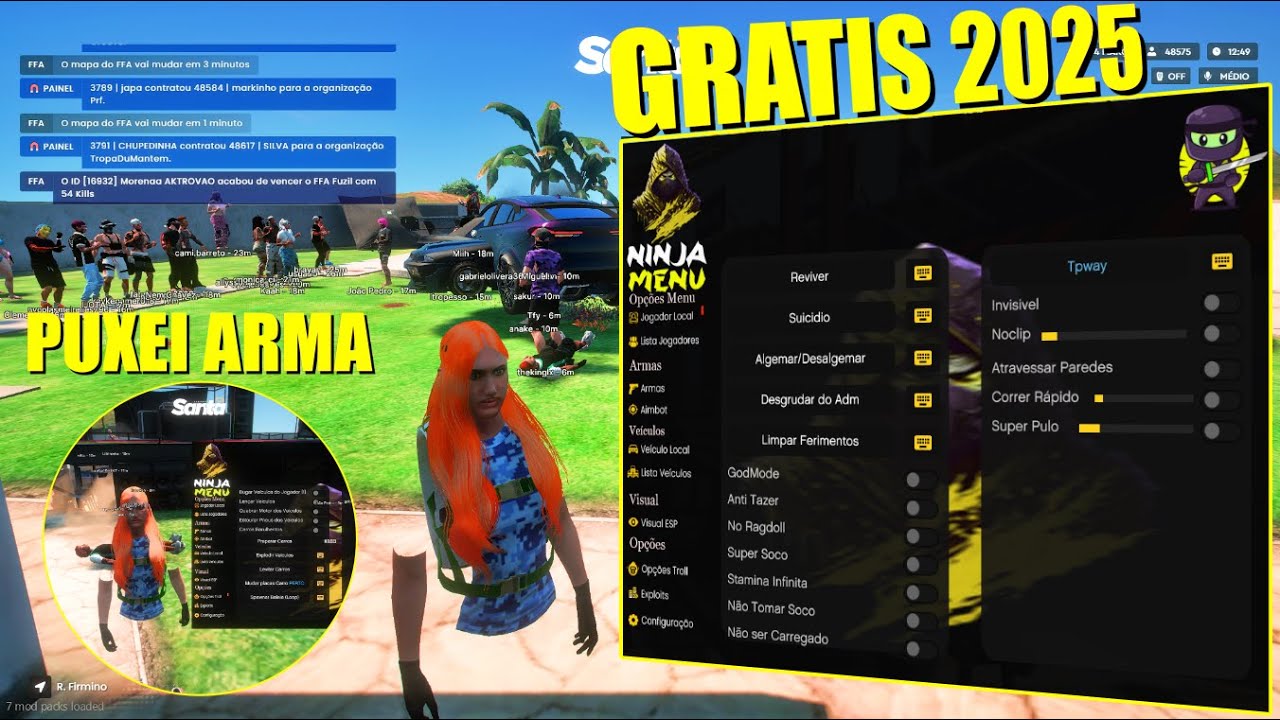 MOD MENU GRATIS! PRA FIVEM COM EXECUTOR 2025 - GTARP (NINJA MENU)