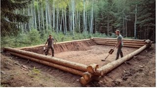 Two Men Build a LOG CABIN in the Forest | Start to Finish by#unfrezzmyaccount 