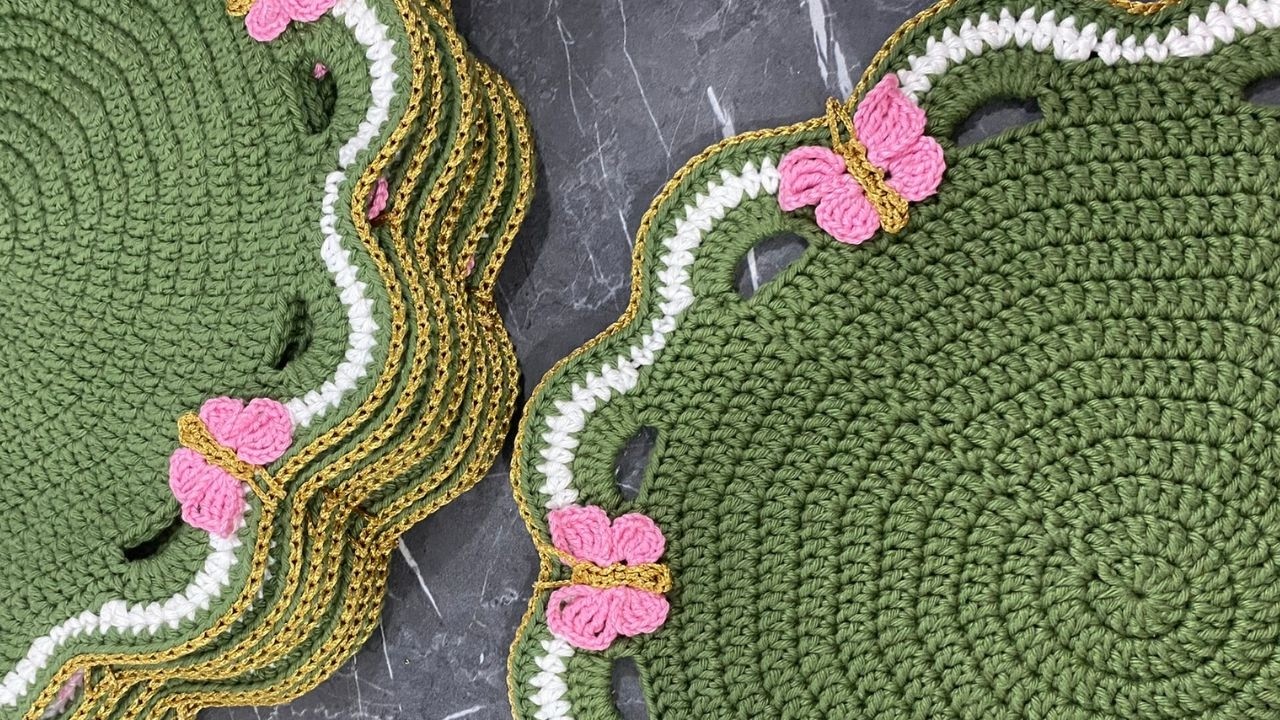 Sousplat Borboletas em Crochê - Passo a passo completo - Fácil, rápido e econômico (Venda muito!$$$)