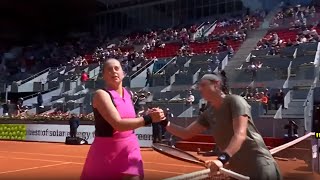 Ostapenko/Jabeur Cold Handshake After the match in Madrid