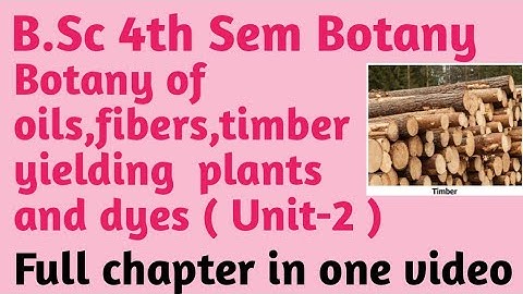 B.Sc 4th Sem Botany Unit-2|| Botany of oils, fibers, timber yielding plants and dyes
