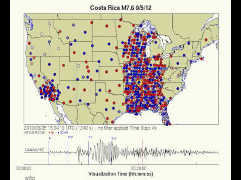 9/6/2012 -- Costa Rica 7.6 Magnitude Earthquake -- US Stations as the quake arrived