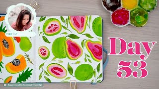 Day 53: Loose Watercolor Gouache Guava Pattern with Mindfulness-Livestream