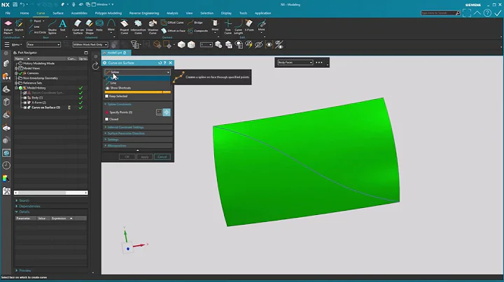 NX 2312 What's New | Curve on Surface
