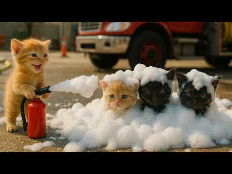 بابا القط وأم القطة يسجلان قططهما الصغيرة للتدريب على إطفاء الحرائق