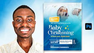 Baby Christening Flyer Design in Photoshop | Elegant & Modern Invitation Tutorial screenshot 5