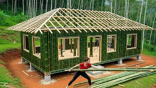 Timelapse: Young Woman Completes a Beautiful Wooden House | Start to Finish
