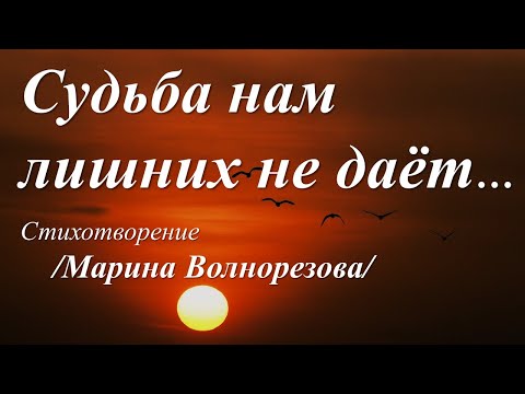 Судьба нам лишних не даёт /стихи Марины Волнорезовой/
