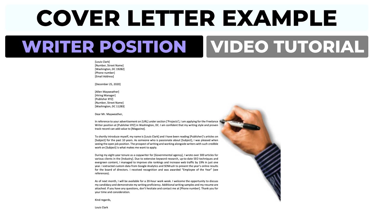 best cover letter for writer position