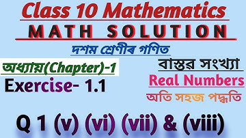 Class 10 Maths Chapter 1 Ex 1.1 Full Explanation | Real Numbers in Assamese | Q1 Part (v)-(viii)