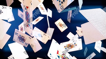 High quality animation of flying playing cards