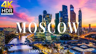 : Moscow 4K drone view  Flying Over Moscow | Relaxation film with calming music - 4k HDR