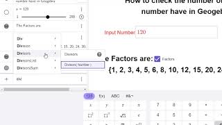 How to check the number of Factors a number have using Geogebra.