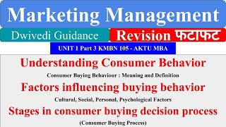 understanding Consumer Behaviour, consumer buying decision process, marketing management aktu mba