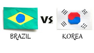 ORIGAMI折紙　日韓ワールドカップ How to the Brazil & Korea Nationalflag with origami simple