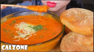 Asmr Calzone Ham & Cheese Creamy Pumpkin Soup Eating Sounds