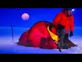 -20°C Winter Camping under a Full Moon. Solo Snow Backpacking in the Mountains. (Cold, No Hot Tent)