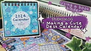 Making A Cute Desk Calendar | Learning how to use a book binding machine | STUDIO VLOG 62