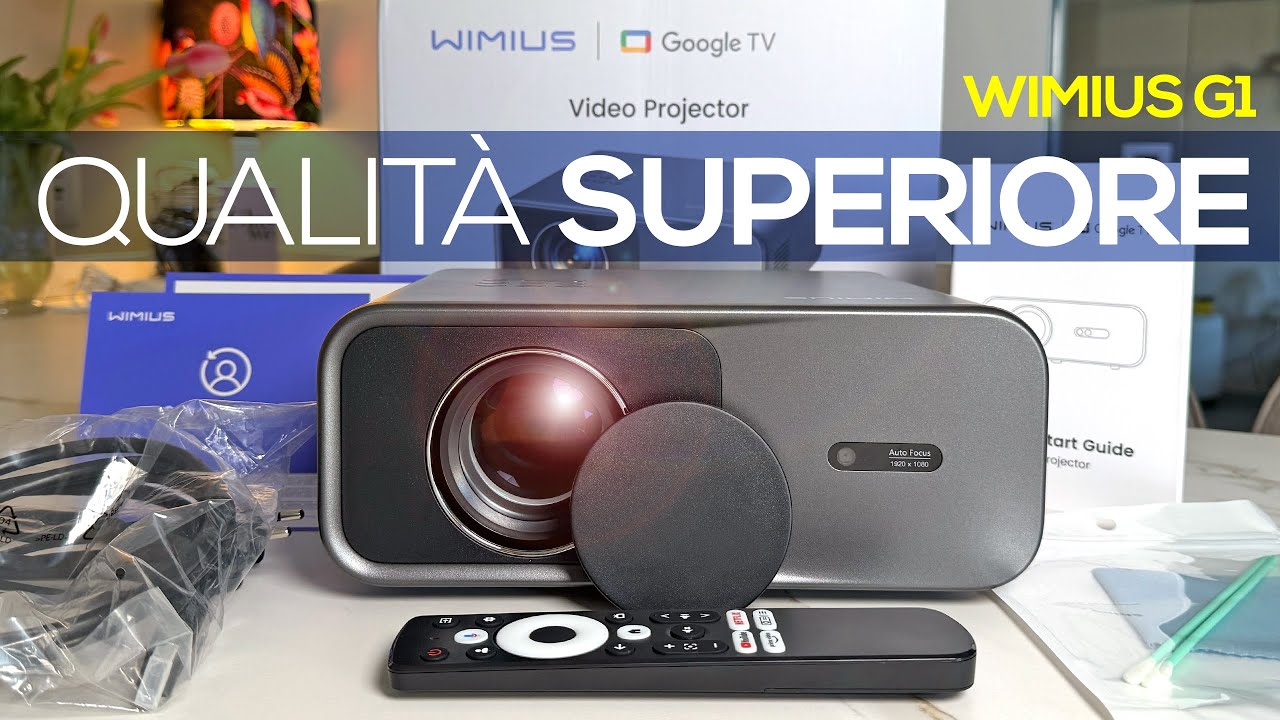 Proiettore 4K Smart TV Con Messa A Fuoco Automatica E Correzione Trapezoidale - Wimius Con Google TV E Assistente Vocale