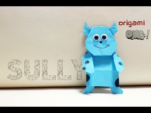 วิธีพับกระดาษ ง่ายๆ - ซัลลี่ มอนเตอร์อิ้ง - เข้าใจง่าย step by step 折り紙 Monster inc.