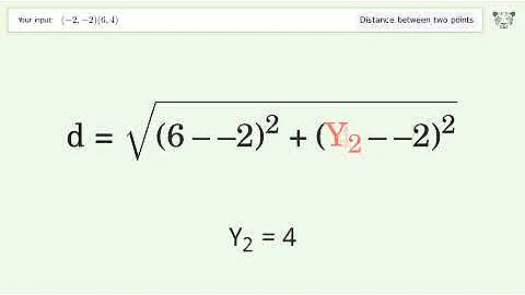 Find the distance between two points p1 (-2,-2) and p2 (6,4): Step-by-Step Video Solution