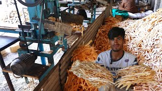 How Skilled Workers Turn a Huge Wood Into a Little Popsicle Sticks in Factory