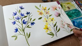 Watercolor Journal Day 85 (Simple Watercolor Flowers for beginners)