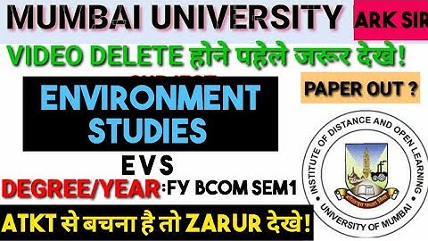 #PAPER_OUT? 2024 ENVIRONMENT EVS sem 1 #atkt  Important QUESTIONS Fy bcom sem 1Abdul sir