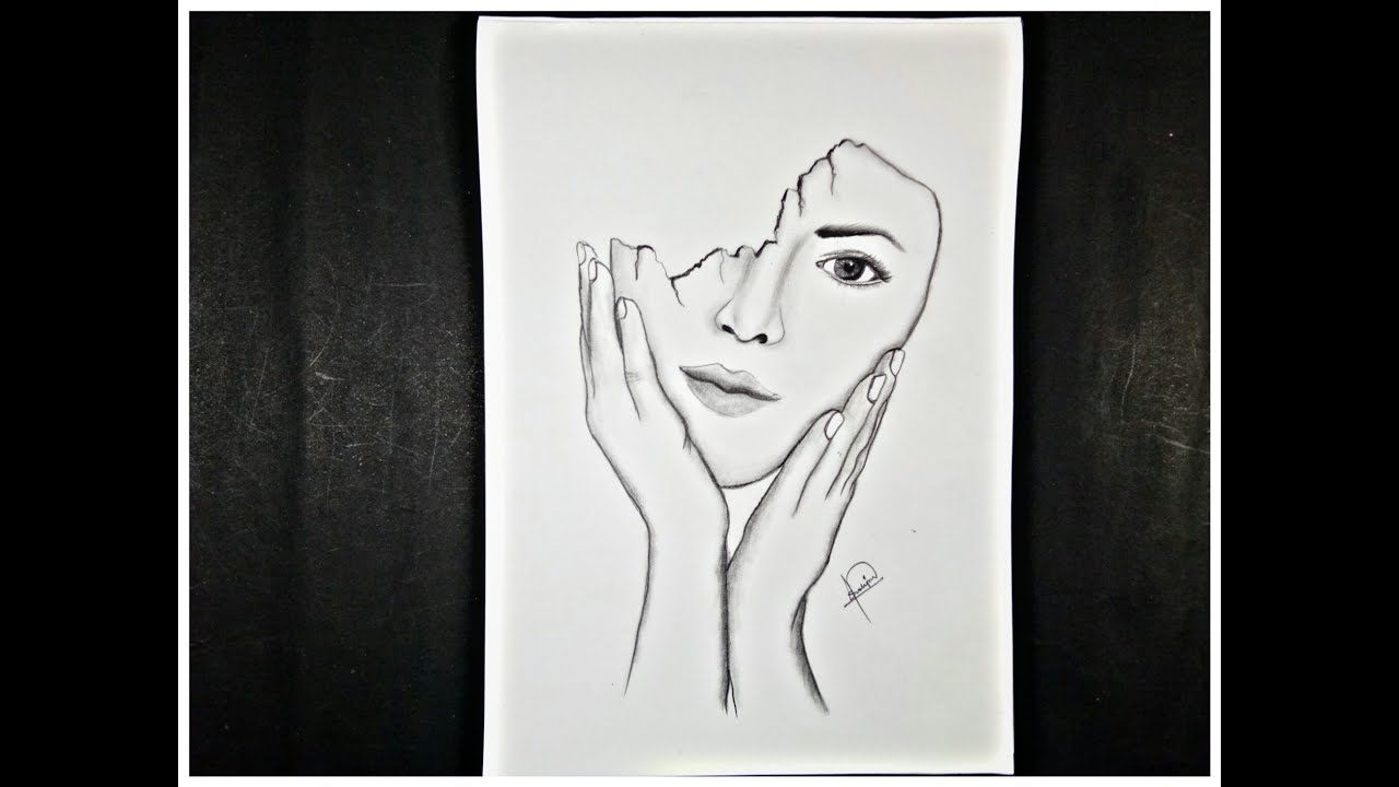 How to draw or deep meaning drawing //girl half marks face ...