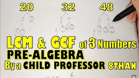 LCM vs GCF & PRIME FACTORIZATION of 3 Numbers by Child Professor 8than PRE-ALEGBRA