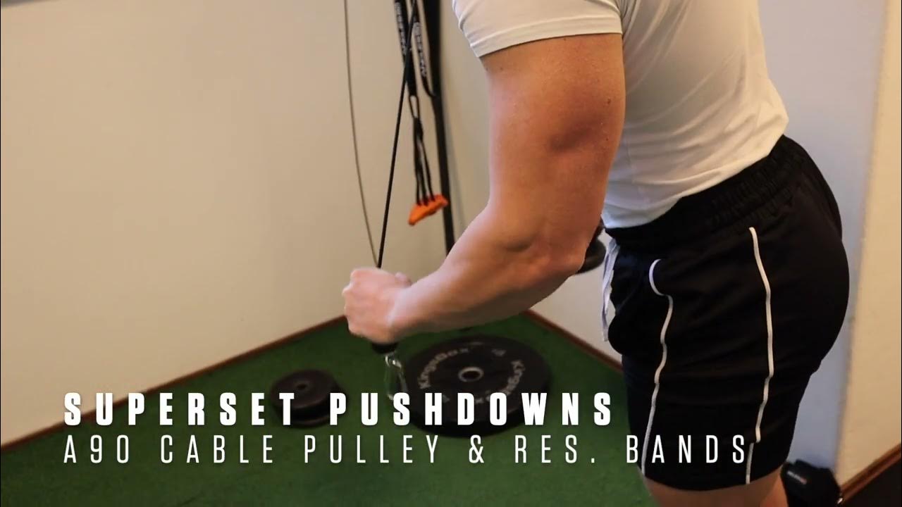Exe 3/6 SingleArm Triceps Superset Pushdowns A90 Cable Pulley & A90 Resistance Bands YouTube