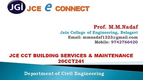 JCE CCT Building Services & Maintenance 20CCT241   MODULE 1.6